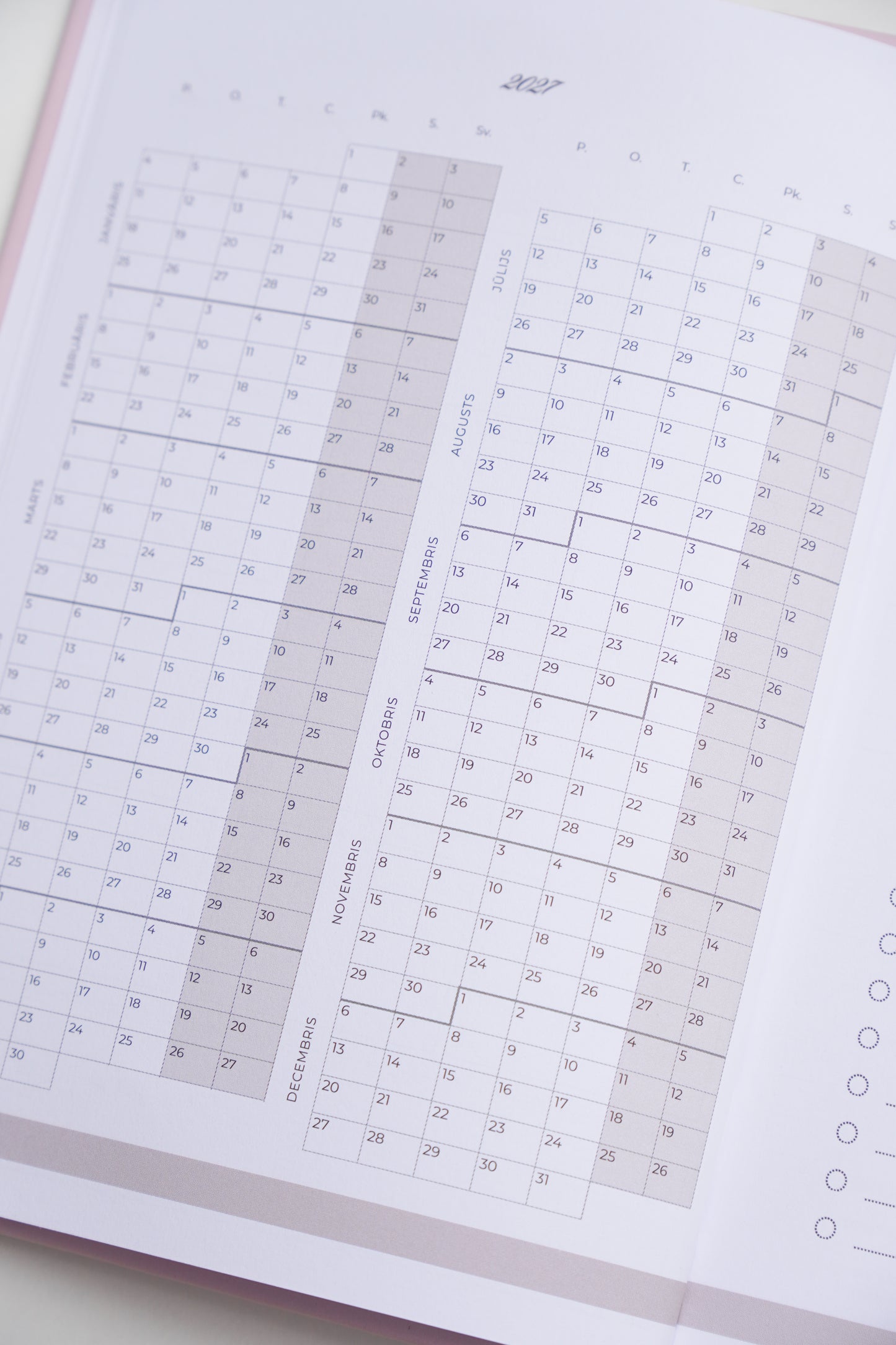 JAUNUMS. PŪDERROZĀ. Zīmola Dream Light Planner 2027 – elegants nedēļas plānotājs